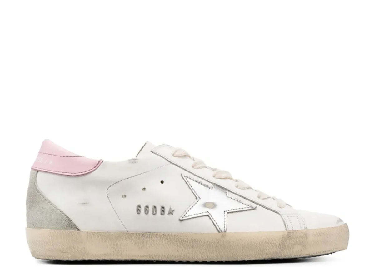 Super-Star Silver Leather Star Pink Heel Tab - Women's