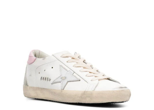 Super-Star Silver Leather Star Pink Heel Tab - Women's
