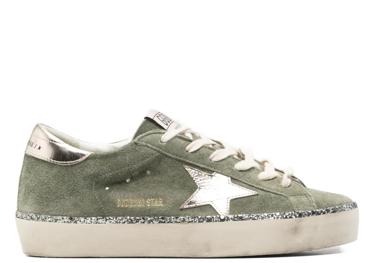 Hi-Star Green Suede Glitter Metallic Heel - Women's