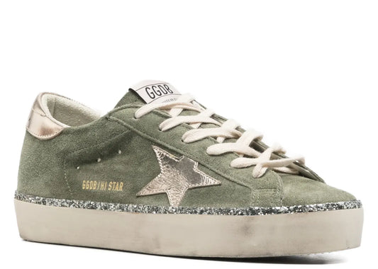 Hi-Star Green Suede Glitter Metallic Heel - Women's