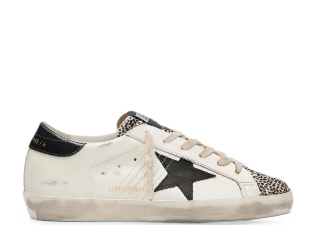 Super-Star LTD White Leather Black Star Pony Skin Details - Women's