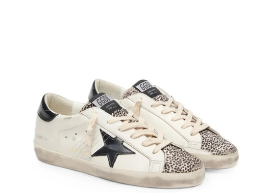 Super-Star LTD White Leather Black Star Pony Skin Details - Women's