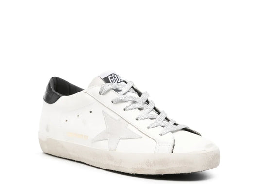 Super-Star White Suede Star Black Croc Heel Tab