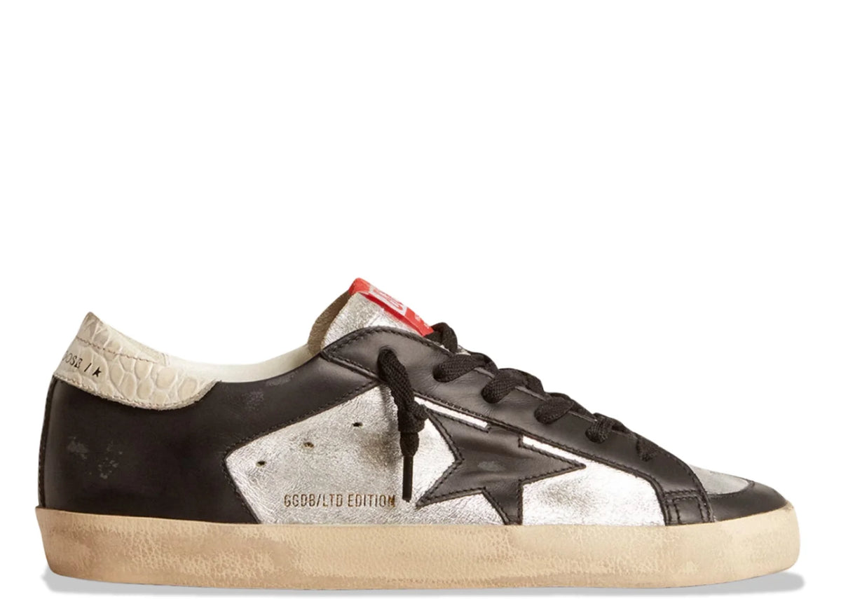 Super-Star Leather Metallic Silver Black - Women's
