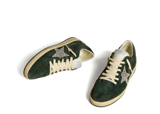 Ball Star Green Suede Silver Glitter Star - Women's