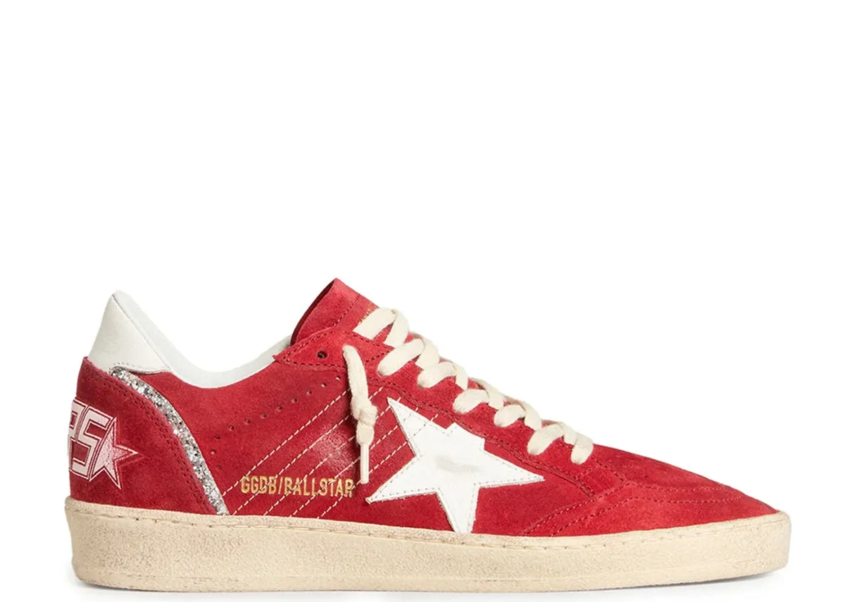 Ball Star Red Suede White Leather Star Red Heel Tab - Women's