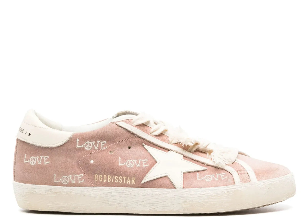 Super-Star Powder Pink Suede Cream Star Heel Love Embroidery - Women's