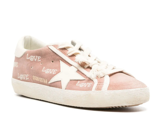 Super-Star Powder Pink Suede Cream Star Heel Love Embroidery - Women's