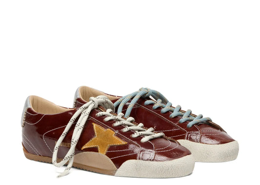 True-Star Burgundy Naplak Yellow Suede Star Silver Heel - Women's