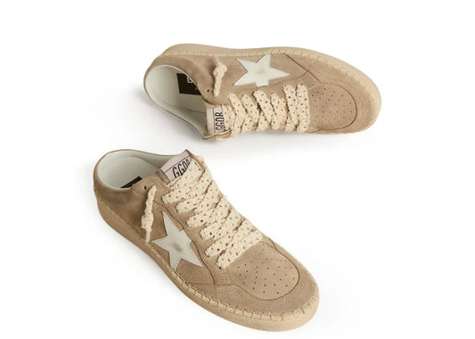 Ball Star Sabot Beige Suede White Leather Star - Women's