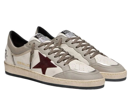 Ball Star White Leather Dove Gray Suede Bordeaux Star