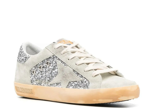 Super-Star Silver Glitter Gray Suede Star Heel - Women's