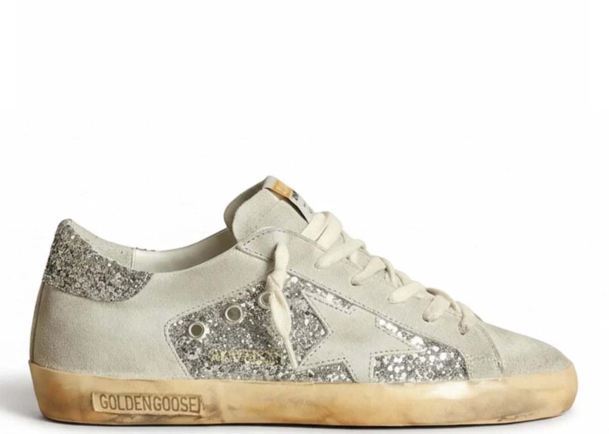 Super-Star White Nappa Glitter Star - Women's