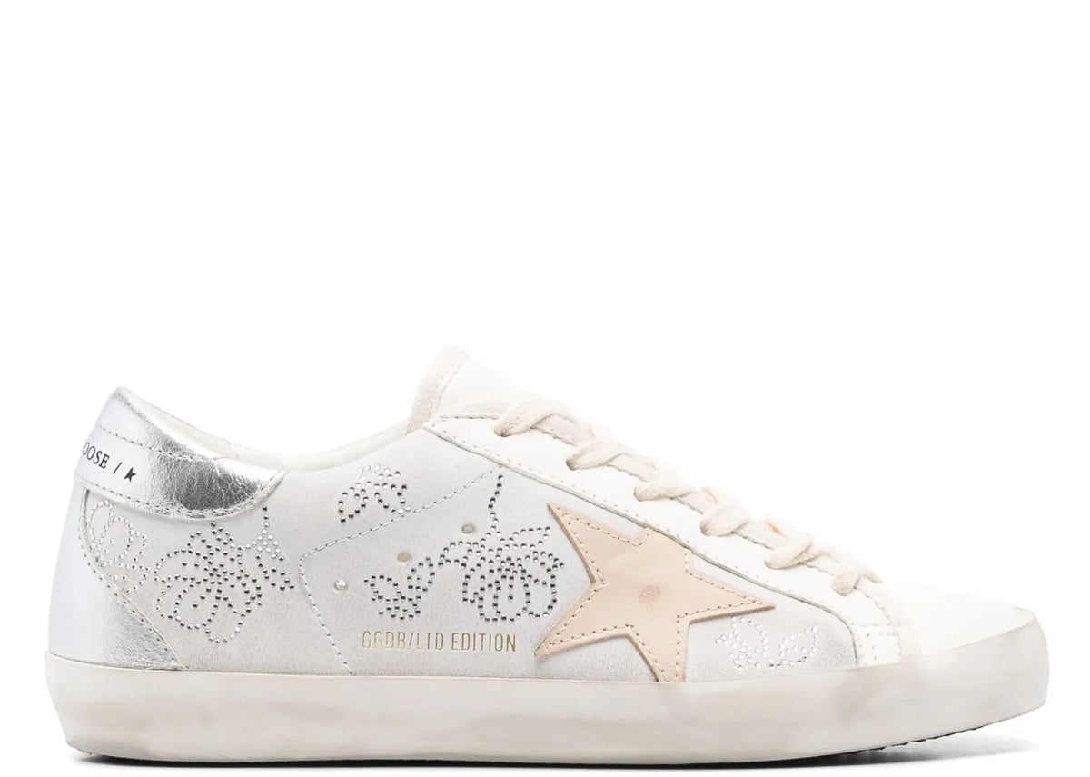 Super-Star White Swarovski Gray Star Silver Heel - Women's