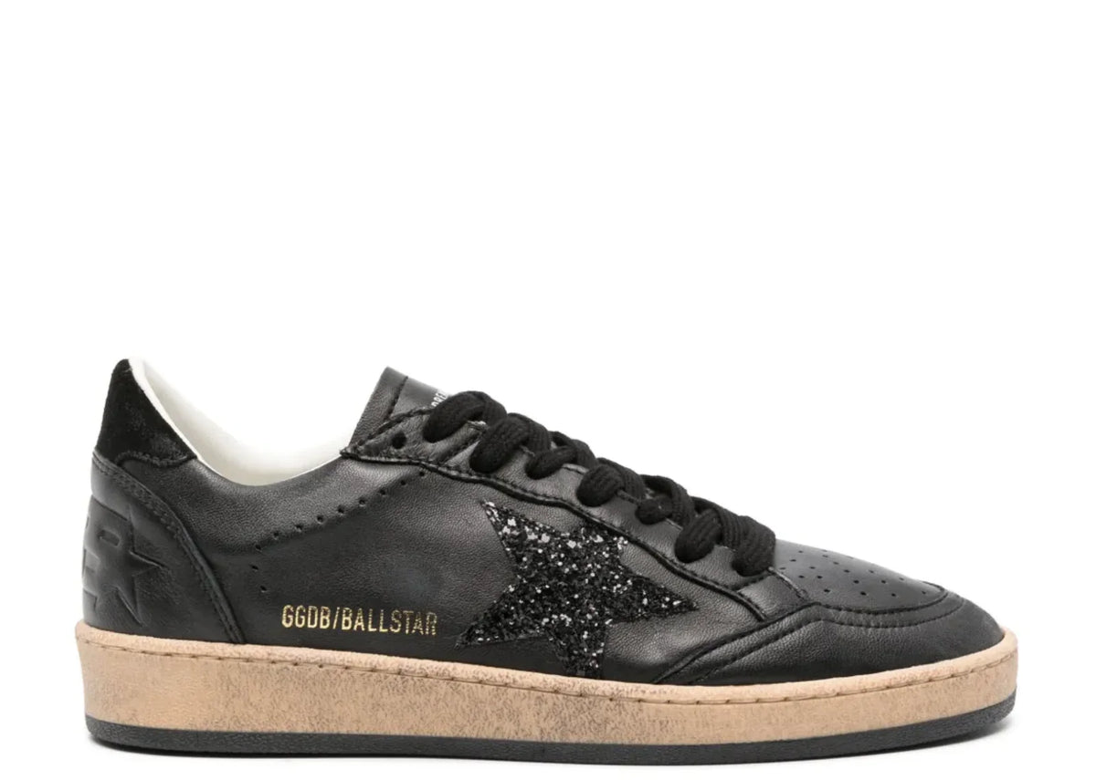 Ball Star Black Nappa Black Glitter Star Black Suede Heel Tab - Women's