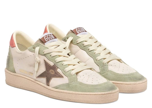 Ball Star Butter Leather Sage Green Suede Coral Heel Tab - Women's