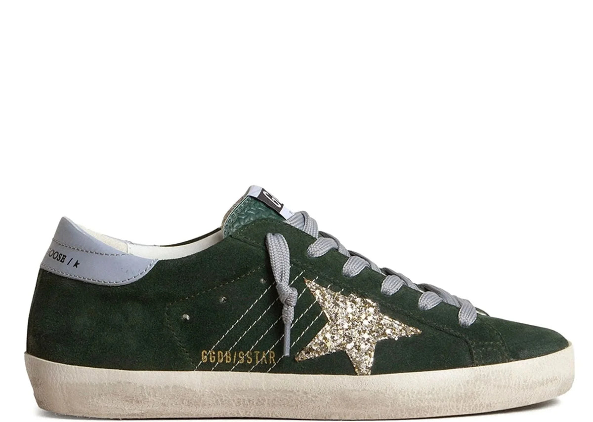 Super Star Green Suede Silver Glitter - Women's