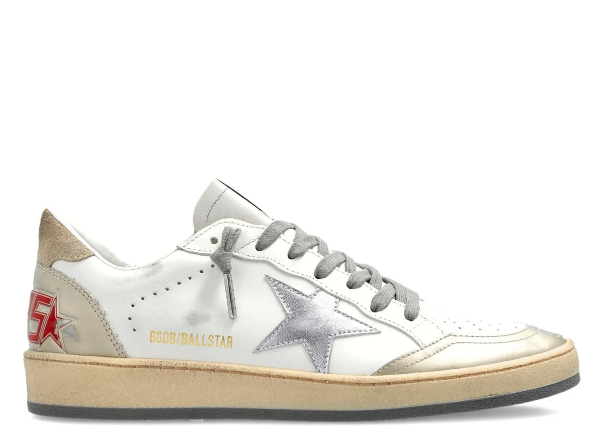 Ball-Star White Leather Silver Star - Women's