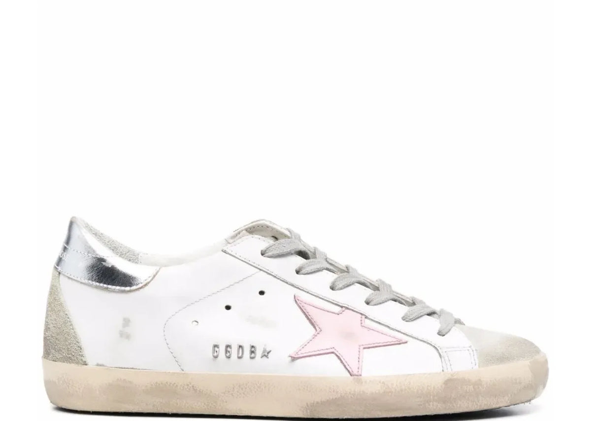 Super-Star Pink Leather Star Silver Heel Tab - Women's