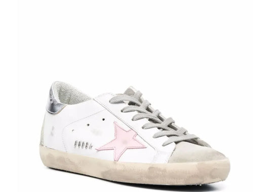 Super-Star Pink Leather Star Silver Heel Tab - Women's