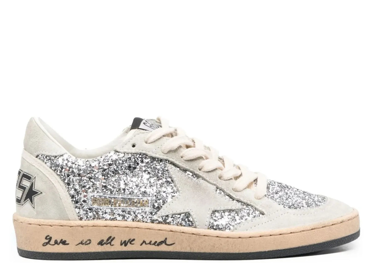 Ball-Star Silver Glitter Suede Love Is All We Need - Women's