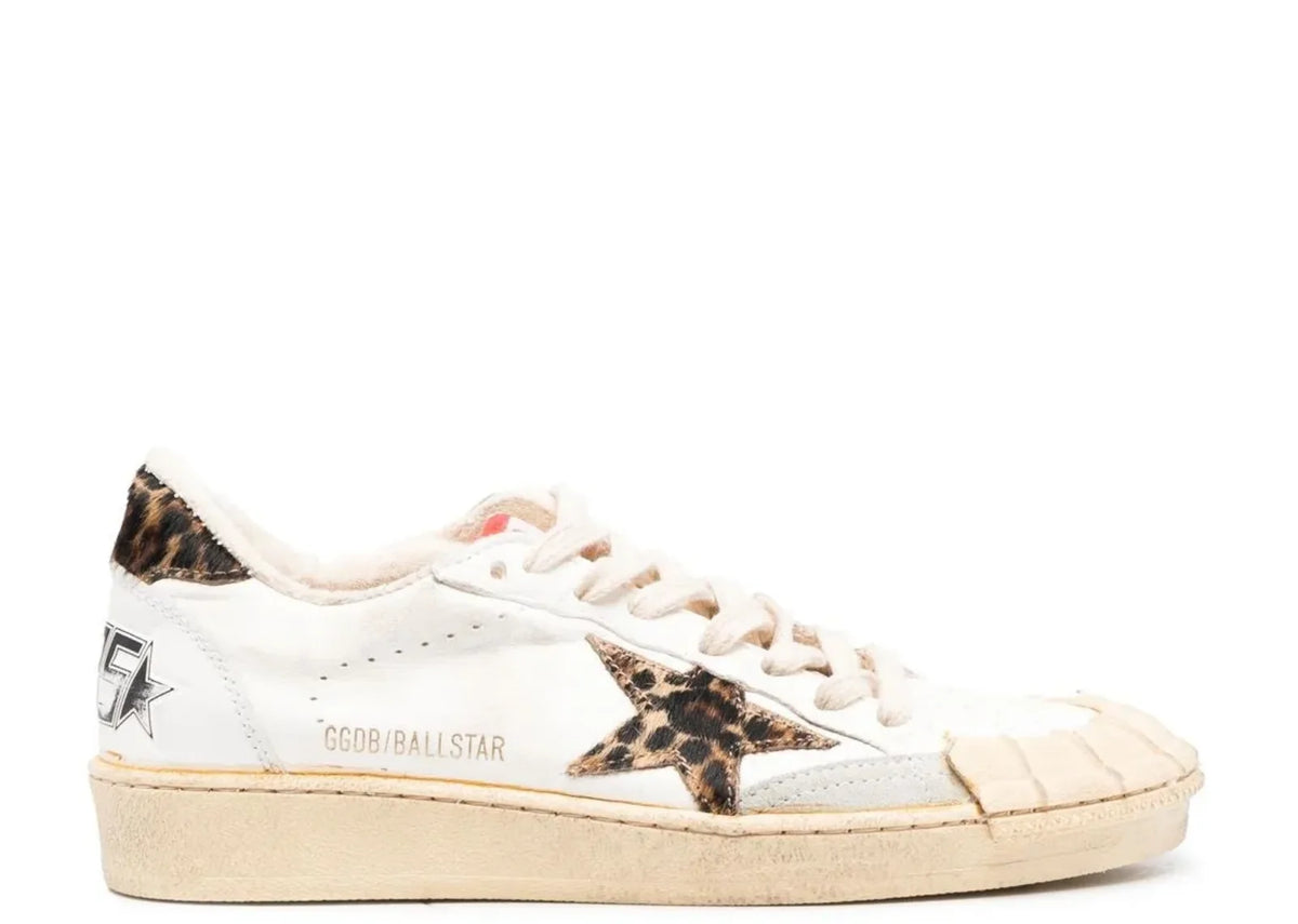 Ball Star White Nappa Leopard Pony Star Leopard Heel Tab - Women's