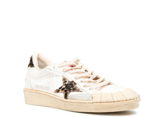 Ball Star White Nappa Leopard Pony Star Leopard Heel Tab - Women's