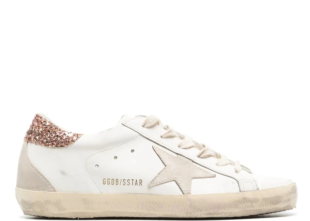 Super-Star Suede Star Peach Pink Glitter Heel Tab - Women's