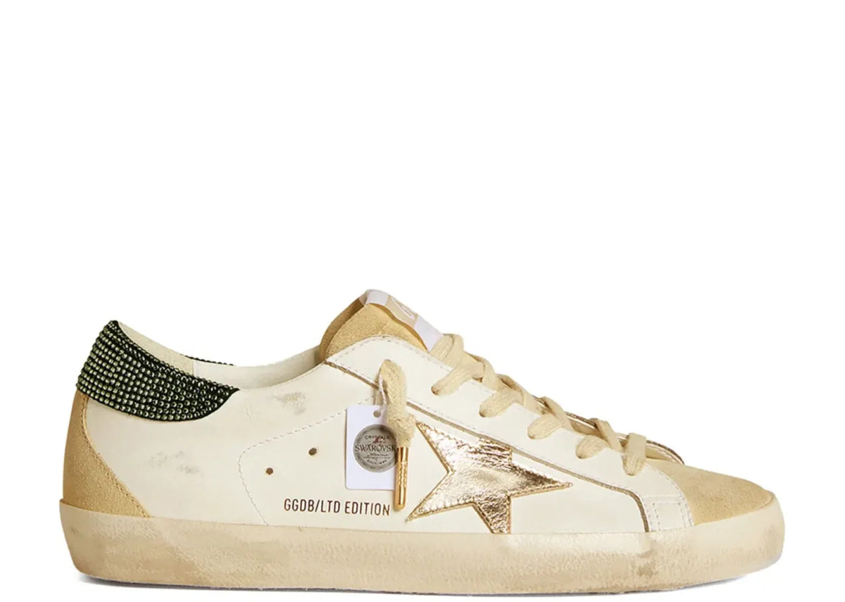 Super-Star LTD Gold Leather Star Green Swarovski Heel Tab - Women's