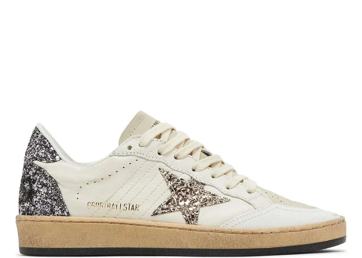 Ball-Star White Beige Silver Glitter - Women's