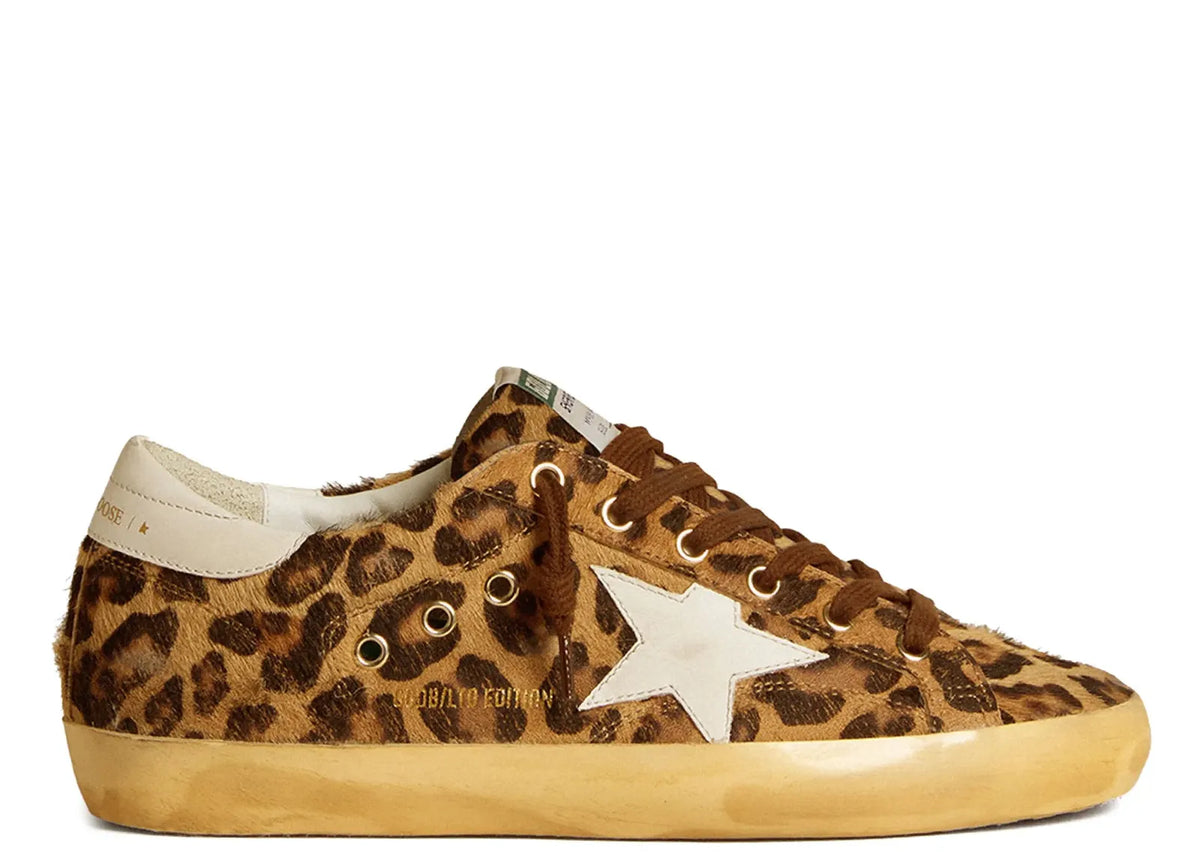 Super-Star Leopard Pony Skin Milk White Star Heel - Women's