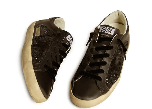 Super-Star Black Glitter Black Suede Star - Women's