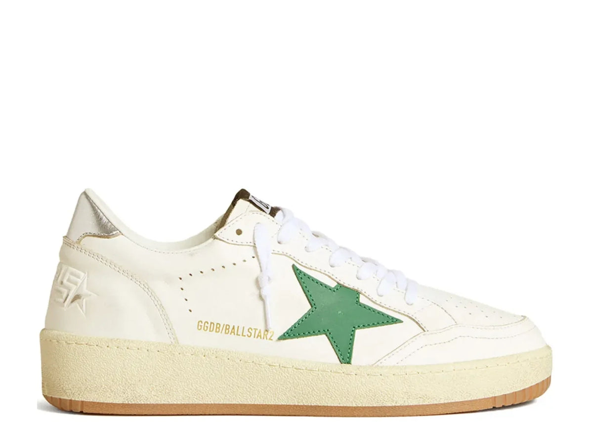 Ball Star Green Leather Star Metallic Silver Heel Tab - Women's