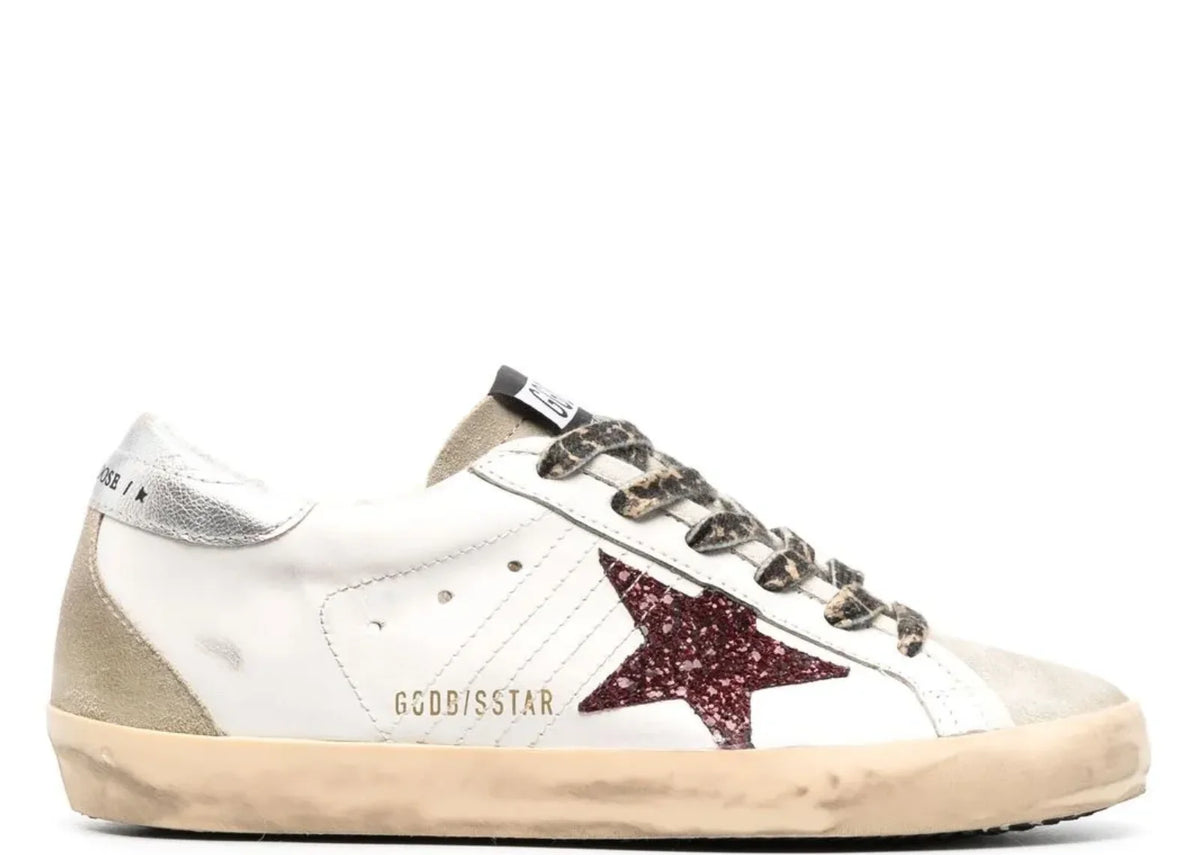 Super-Star Burgundy Glitter Silver Heel Tab - Women's