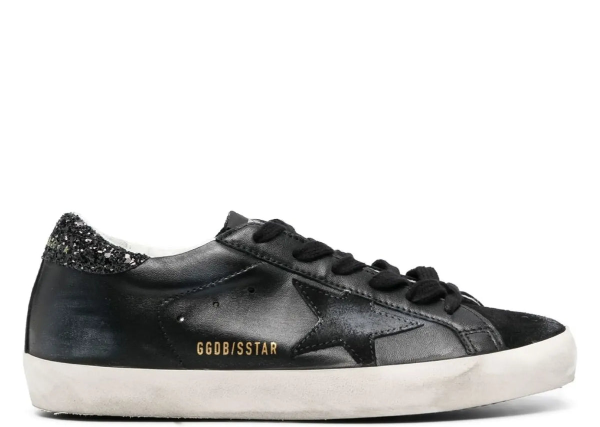 Super-Star Black Nappa Black Star Black Glitter Heel - Women's