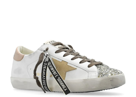 Super-Star White Leather Multicolor Glitter Heel - Women's