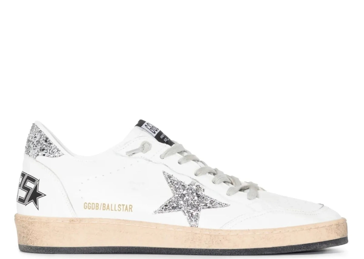Ball-Star White Nappa Silver Glitter Star Heel - Women's