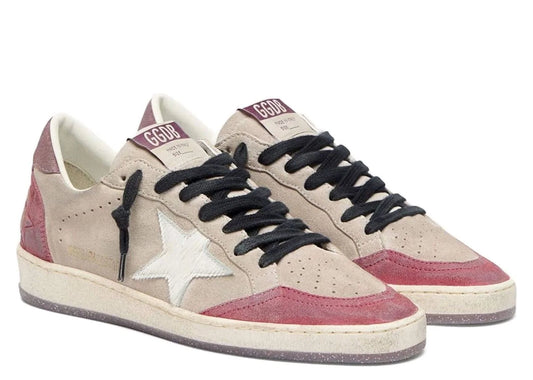 Ball Star Taupe Suede Cream Star Pink Heel Tab - Women's
