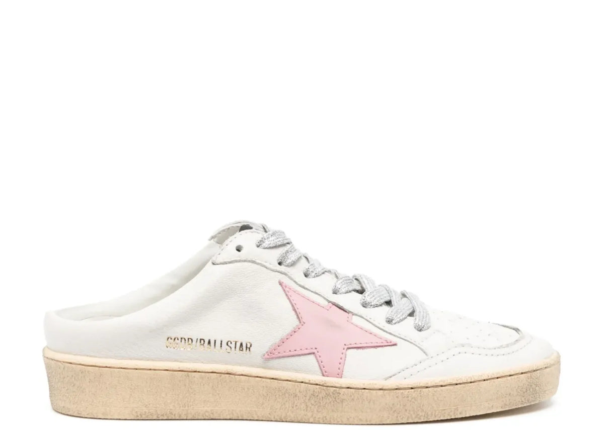 Ball Star Sabot White Nappa Old Rose Leather Star - Women's