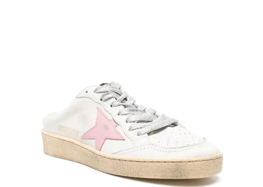 Ball Star Sabot White Nappa Old Rose Leather Star - Women's