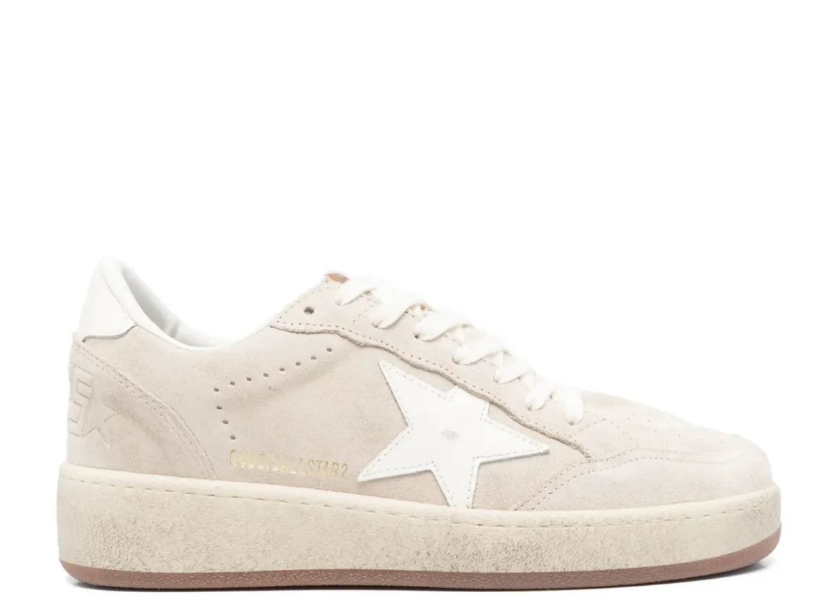 Ball Star Beige Suede White Leather Star Beige Heel Tab - Women's