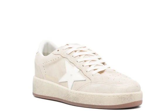 Ball Star Beige Suede White Leather Star Beige Heel Tab - Women's