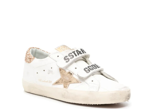 Old School Gold Laminated Star Gold Glitter Heel Tab - Women's