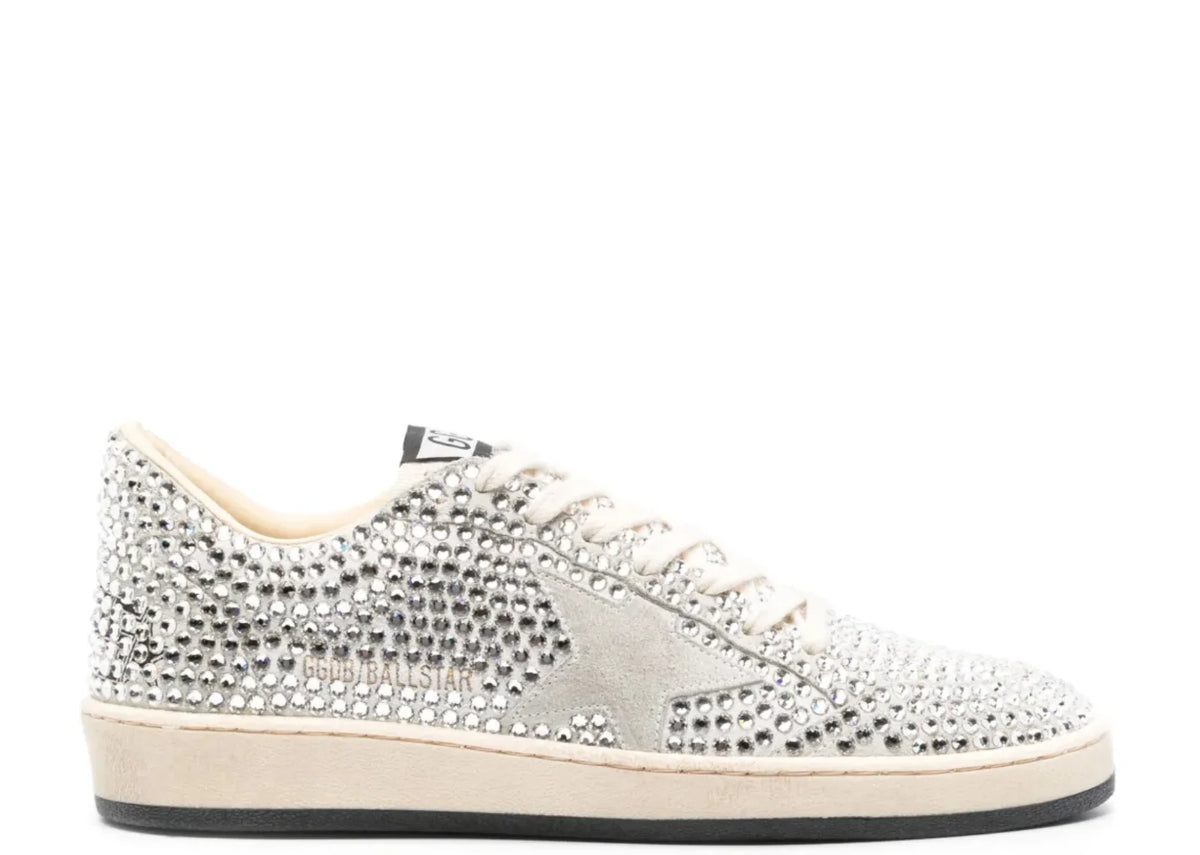 Ball Star White Swarovski Gray Suede Star - Women's