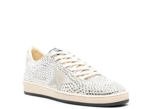 Ball Star White Swarovski Gray Suede Star - Women's
