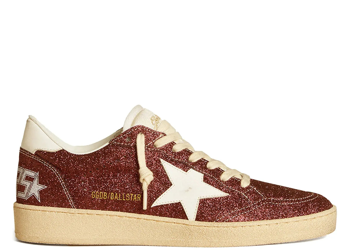 Ball-Star Burgundy Glitter White Star Heel - Women's