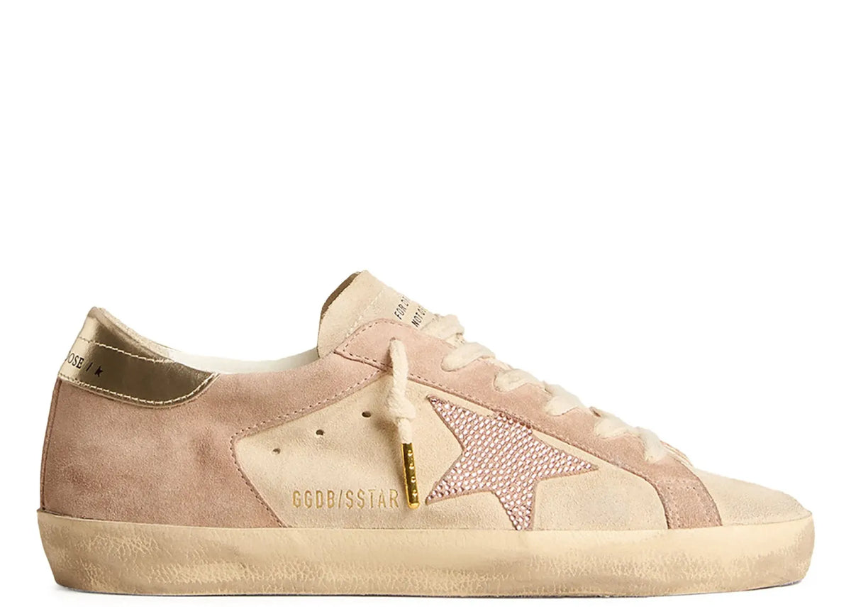 Super-Star Pale Pink Beige Suede Crystal Star Platinum Heel - Women's