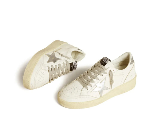 Ball Star Silver Leather Star Silver Glitter Heel Tab - Women's