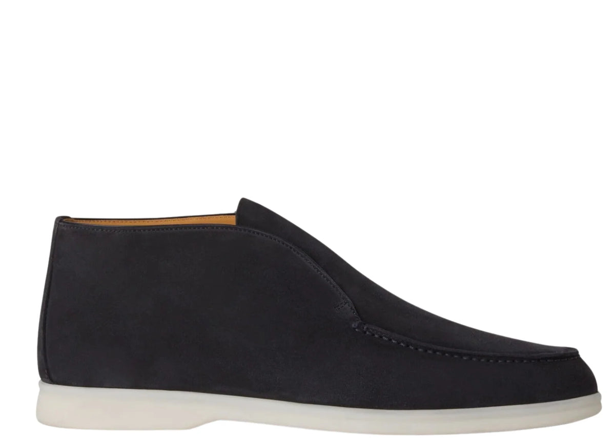 Open Walk Ankle Boot Suede Blue Navy