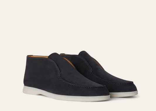 Open Walk Ankle Boot Suede Blue Navy